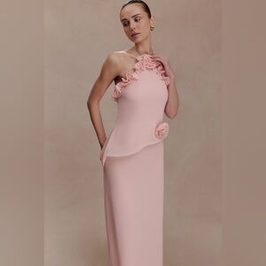 NWT Meshki Melissa Chiffon Flower Maxi Dress - Baby Pink